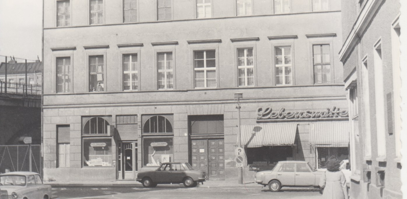 A black and white photo of the hotel from the archive